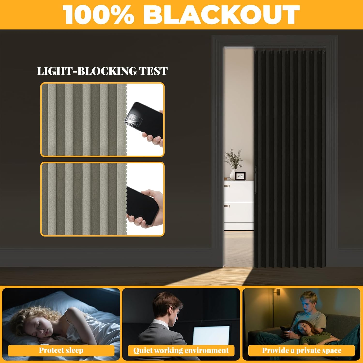 AJAZZ 100 Blackout Accordion Door Curtain 1 Panel
