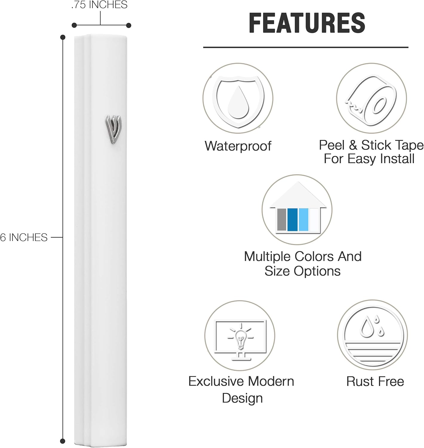 AS Mezuzah Silver Shin Design Aluminum Case