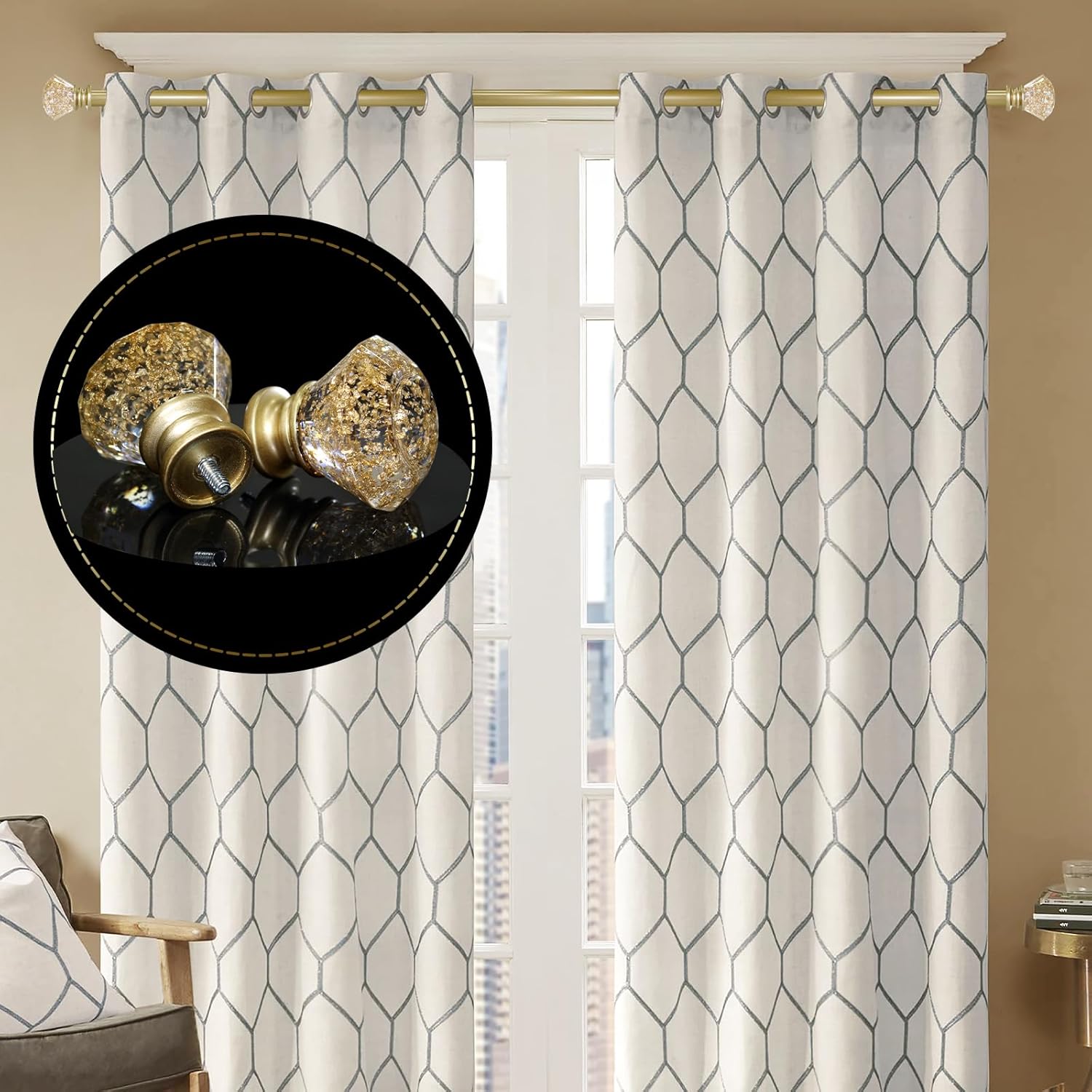Adjustable Heavy Duty Gold Curtain Rod for Windows