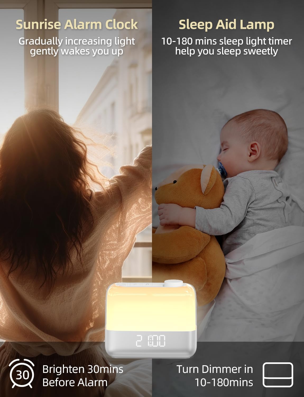 MeesMeek Sunrise Alarm Clock with RGB Light and Dual Alarms