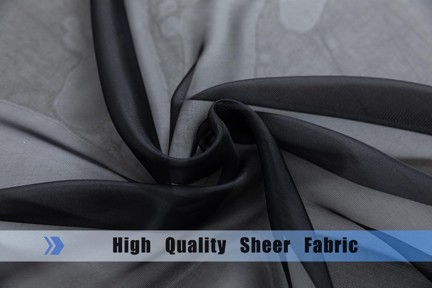 WPM Black Window Scarf Sheer Valance Panel