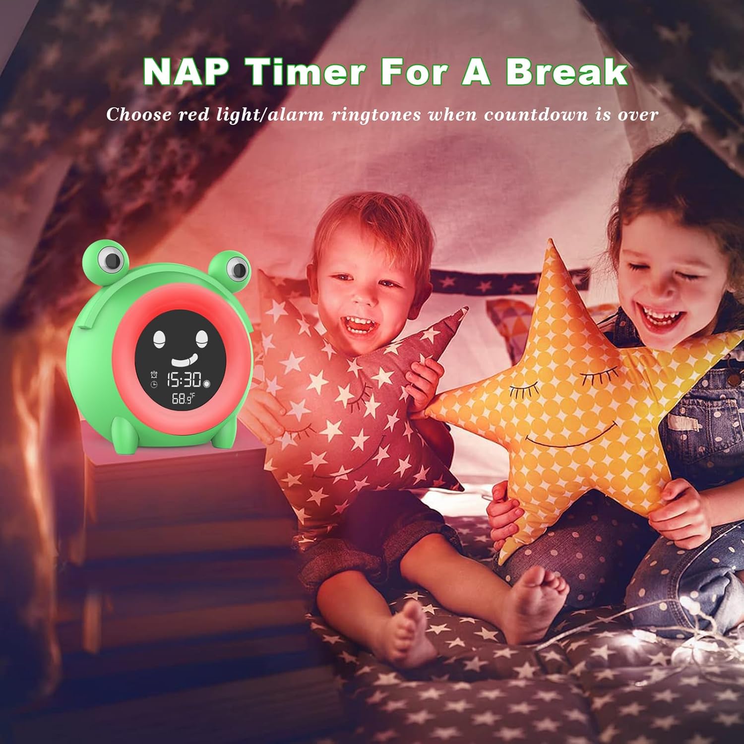 Wisoee Kids Sleep Training Alarm Clock with Night Light and Sound Machine