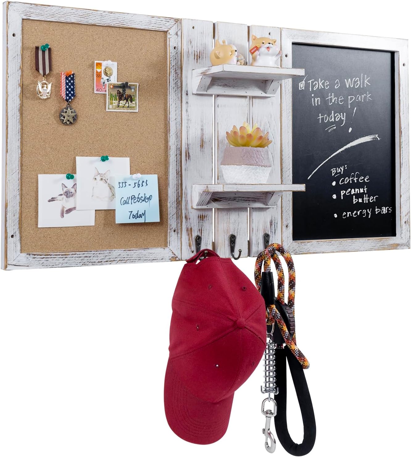 Shabby Chalkboard Corkboard Wall Organizer Combo Set