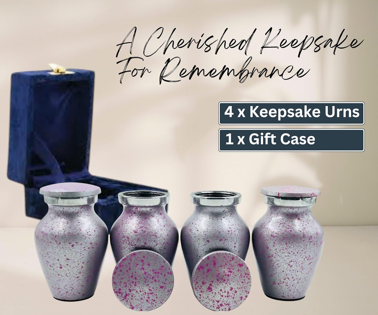 Eternal Serenity Mini Cremation Urn Purple Silver 3 Inch