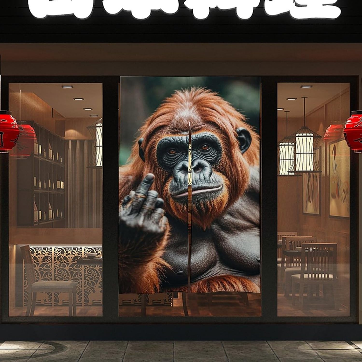 Gorillas Door Curtain Panel 17x57 Inch Split Door Divider