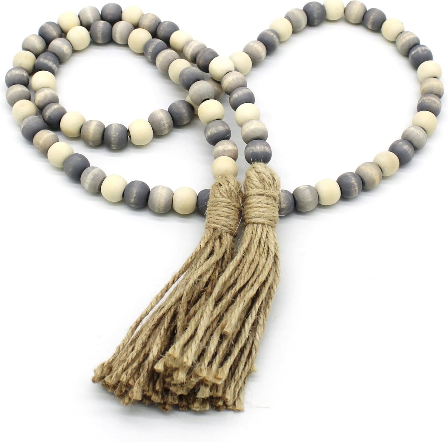 Wood Beads Garland with Tassels for Farmhouse Decor