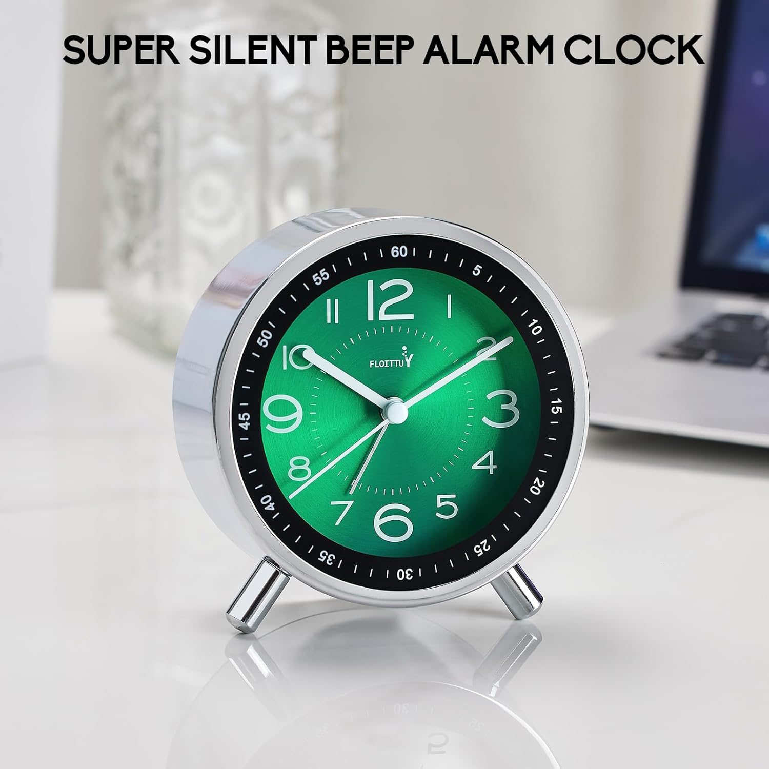 Super Silent Metal Alarm Clock with Night Light and Retro Design