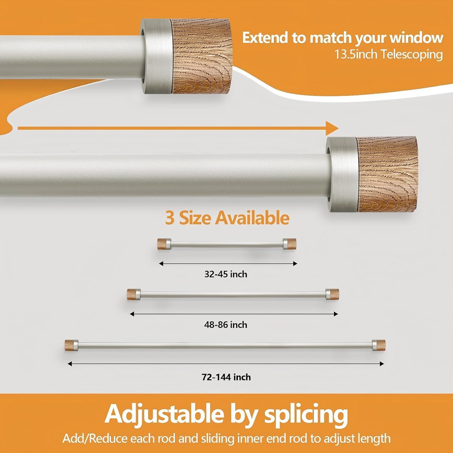 QITERI 1 Inch Heavy Duty Curtain Rods 48-84 Inches
