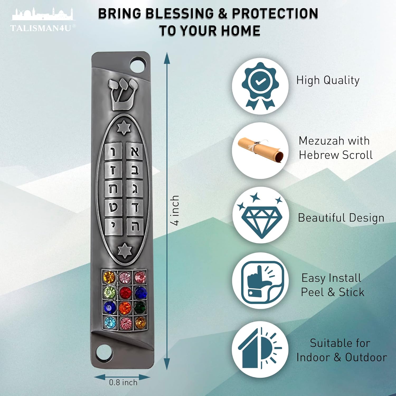 TALISMAN4U Pewter Mezuzah Case with Scroll