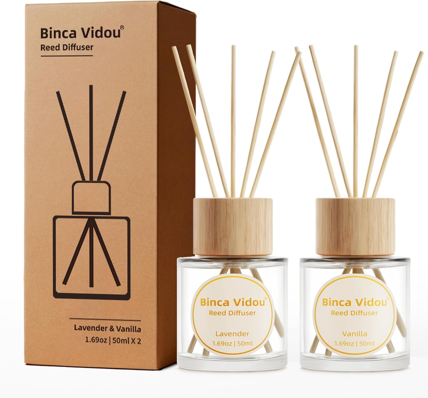Binca Vidou Reed Diffuser Set Lavender Vanilla 169oz x 2