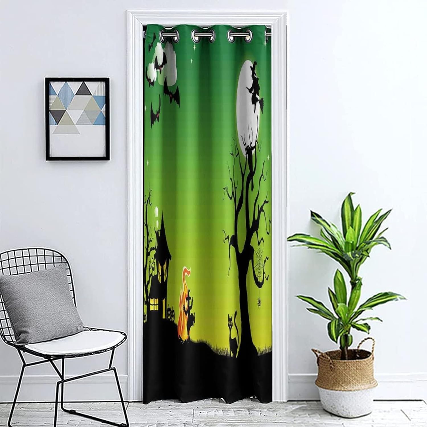 XISUNYA Halloween Door Curtain with Fire Print