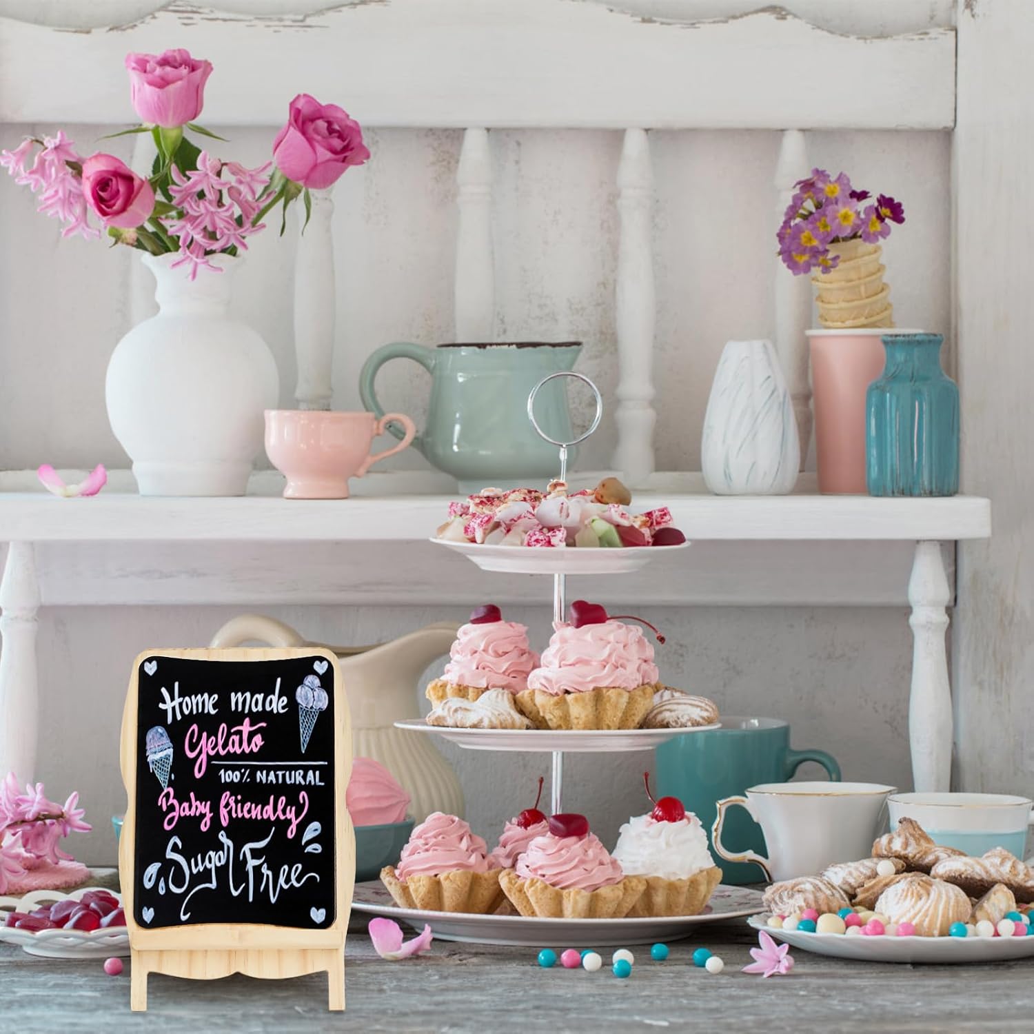Tosnail 2 Pack Small Framed Chalkboard Signs for Home and Kitchen