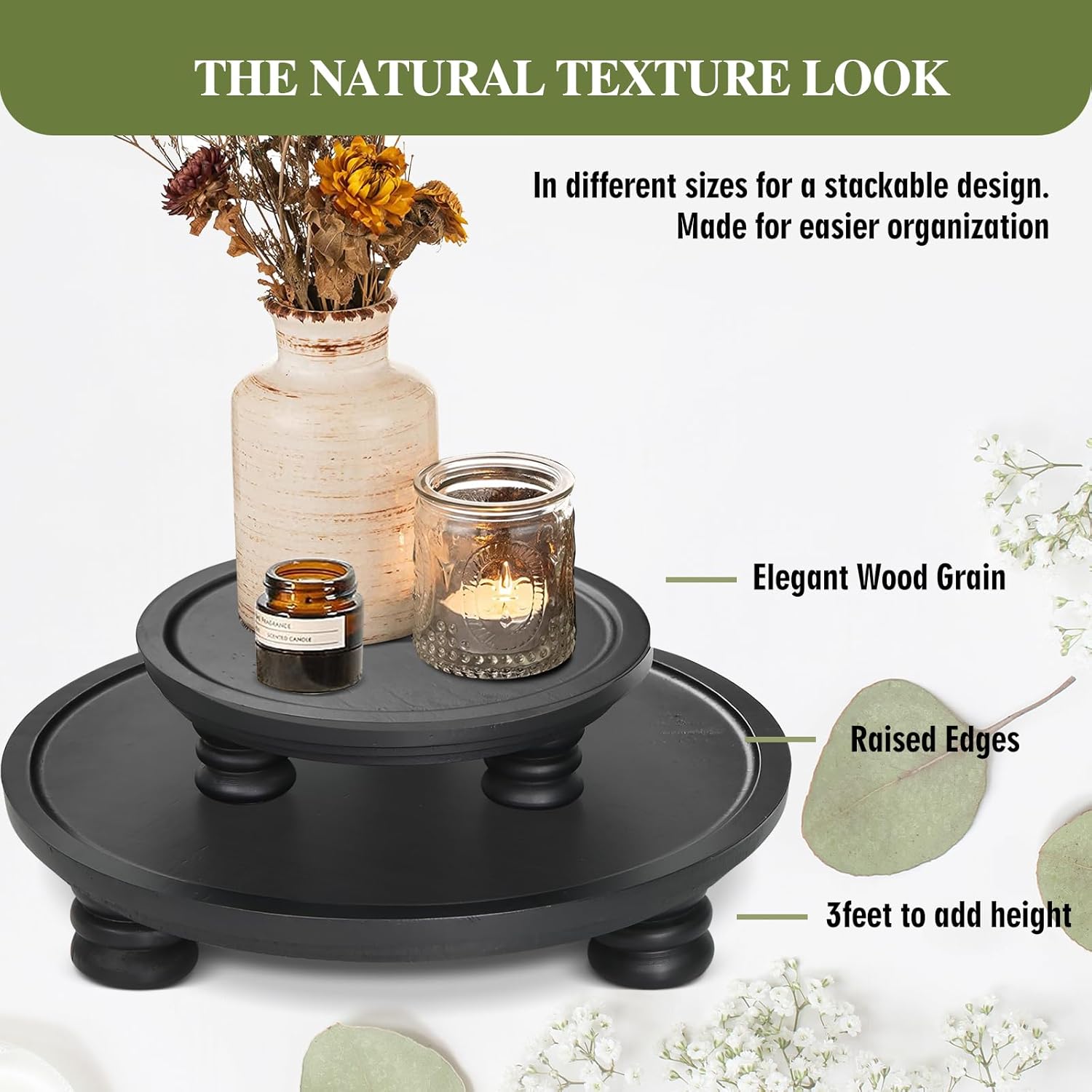 2 Pcs Wooden Risers for Display Farmhouse Decor