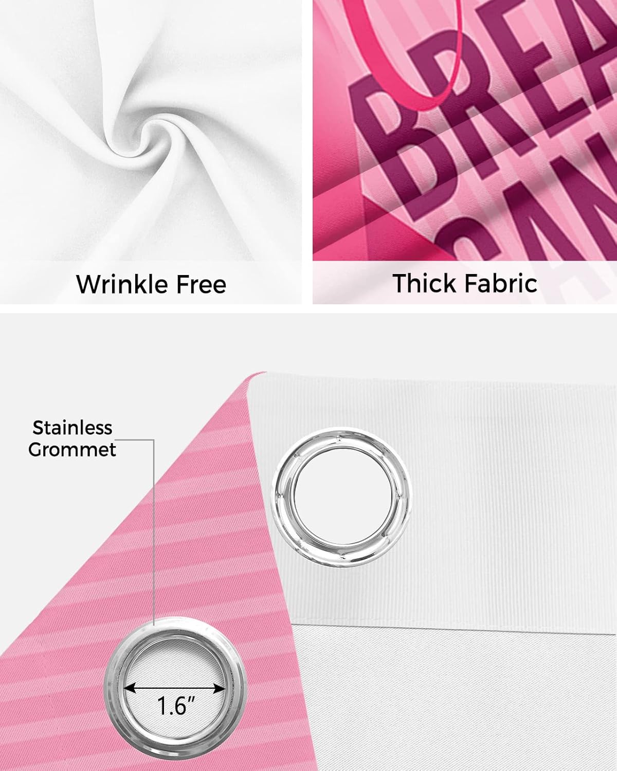 Cure Breast Cancer Door Curtain - 42x84 Blackout Panels
