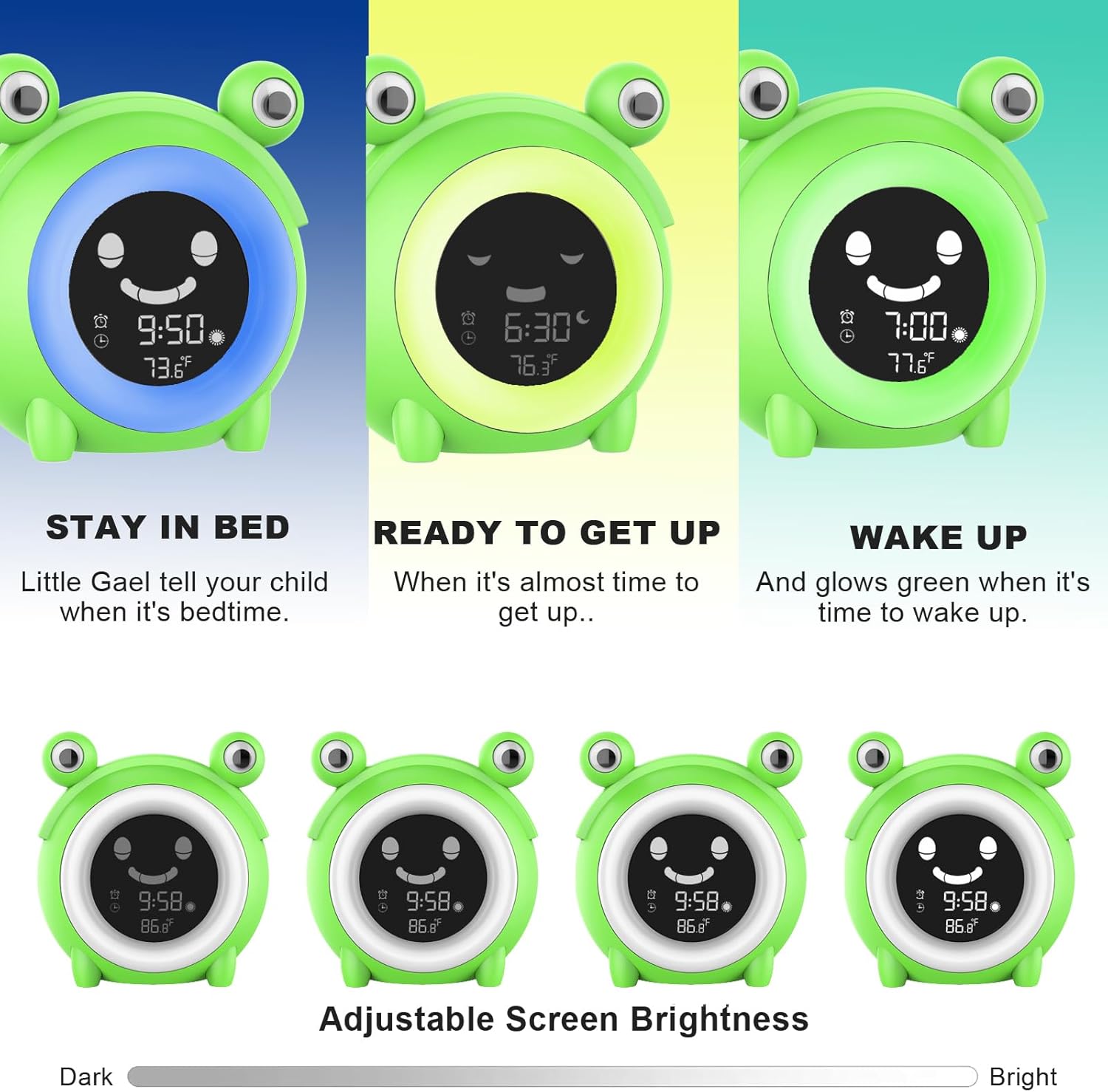 Wisoee Kids Sleep Training Alarm Clock with Night Light and Sound Machine