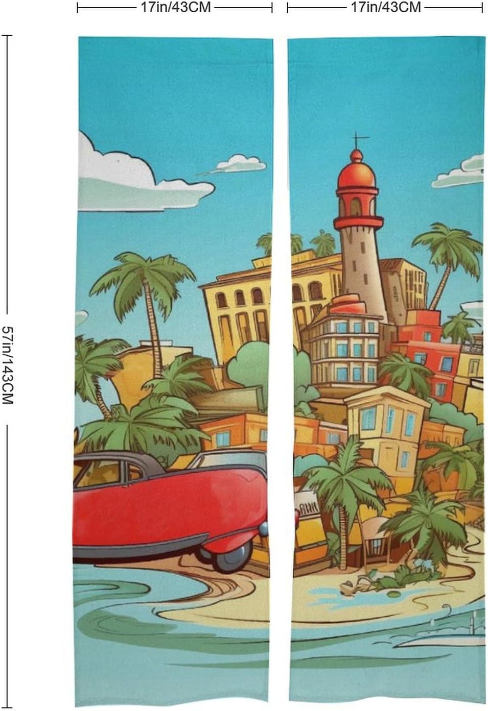 Island of Cuba Door Curtain Panel 17x57 Inch Divider