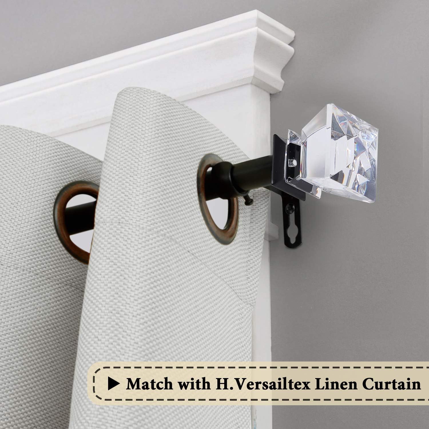 HVERSAILTEX Matte Black Window Rod Set 34 Inch Diameter