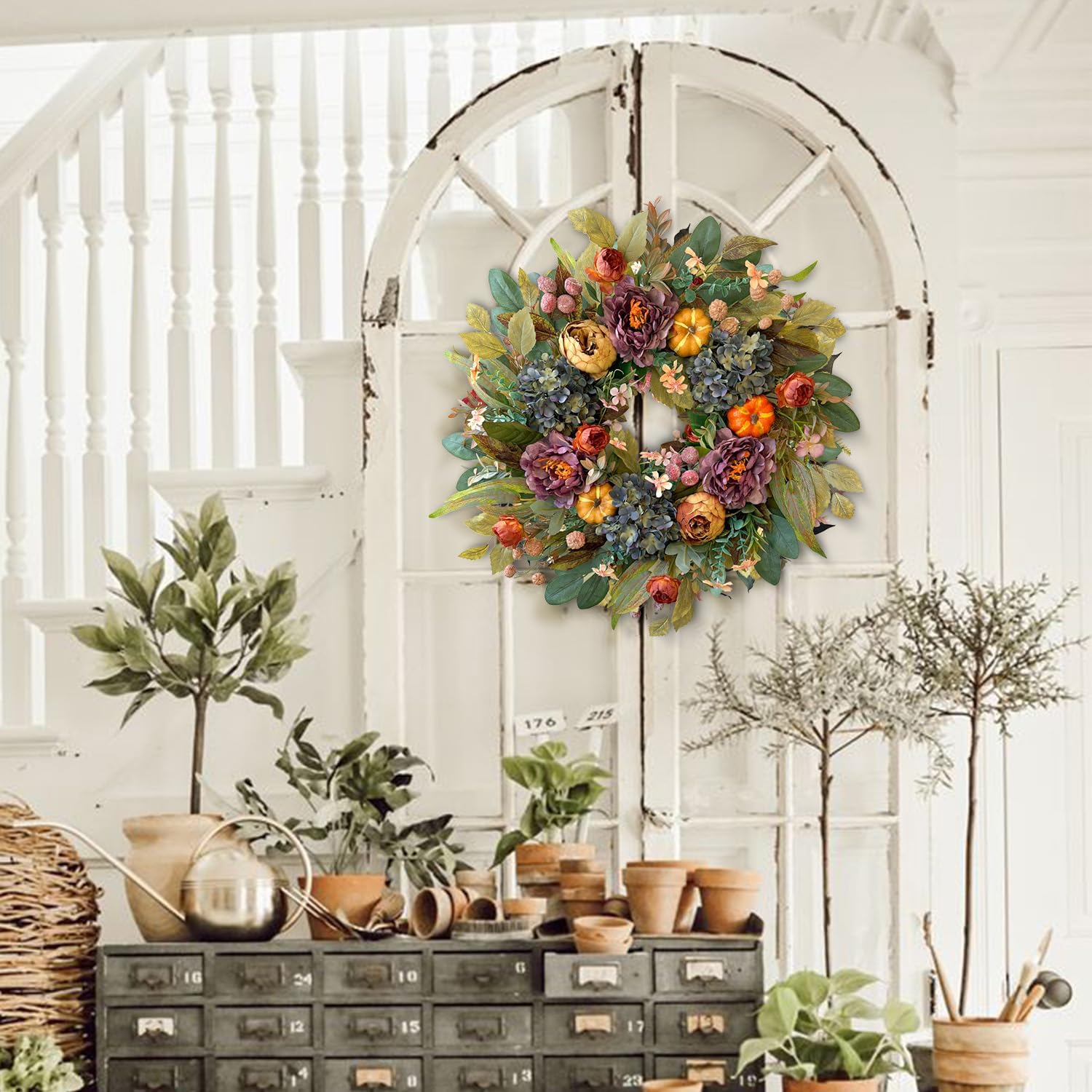WANNA-CUL 24 Inch Fall Wreath for Front Door