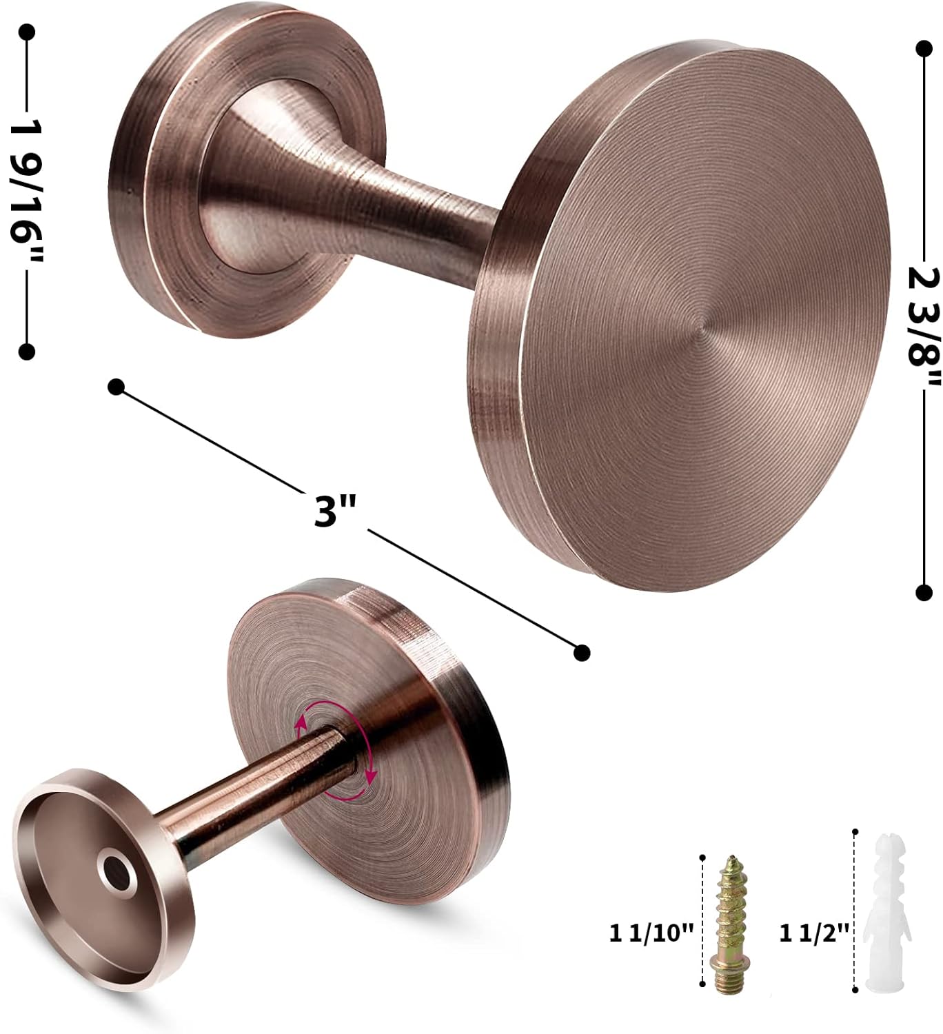 SEGNAYEN Copper Curtain Holdbacks 2 Pack Modern Wall Hooks