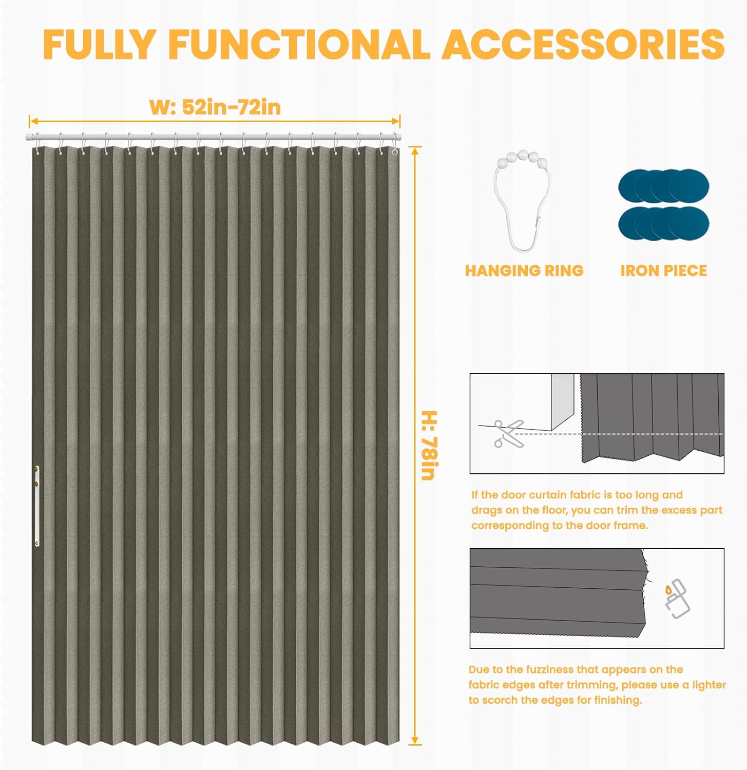 AJAZZ 100 Blackout Accordion Door Curtain 1 Panel