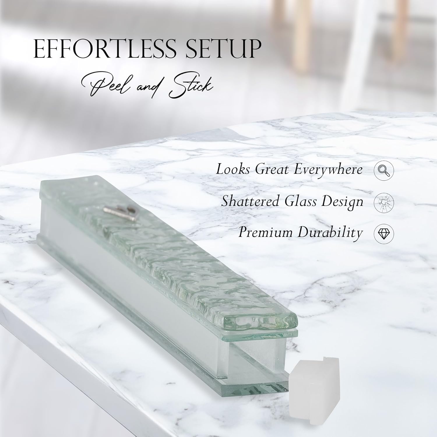Modern Glass Mezuzah Case For Door With Shattered Design Waterproof Cover