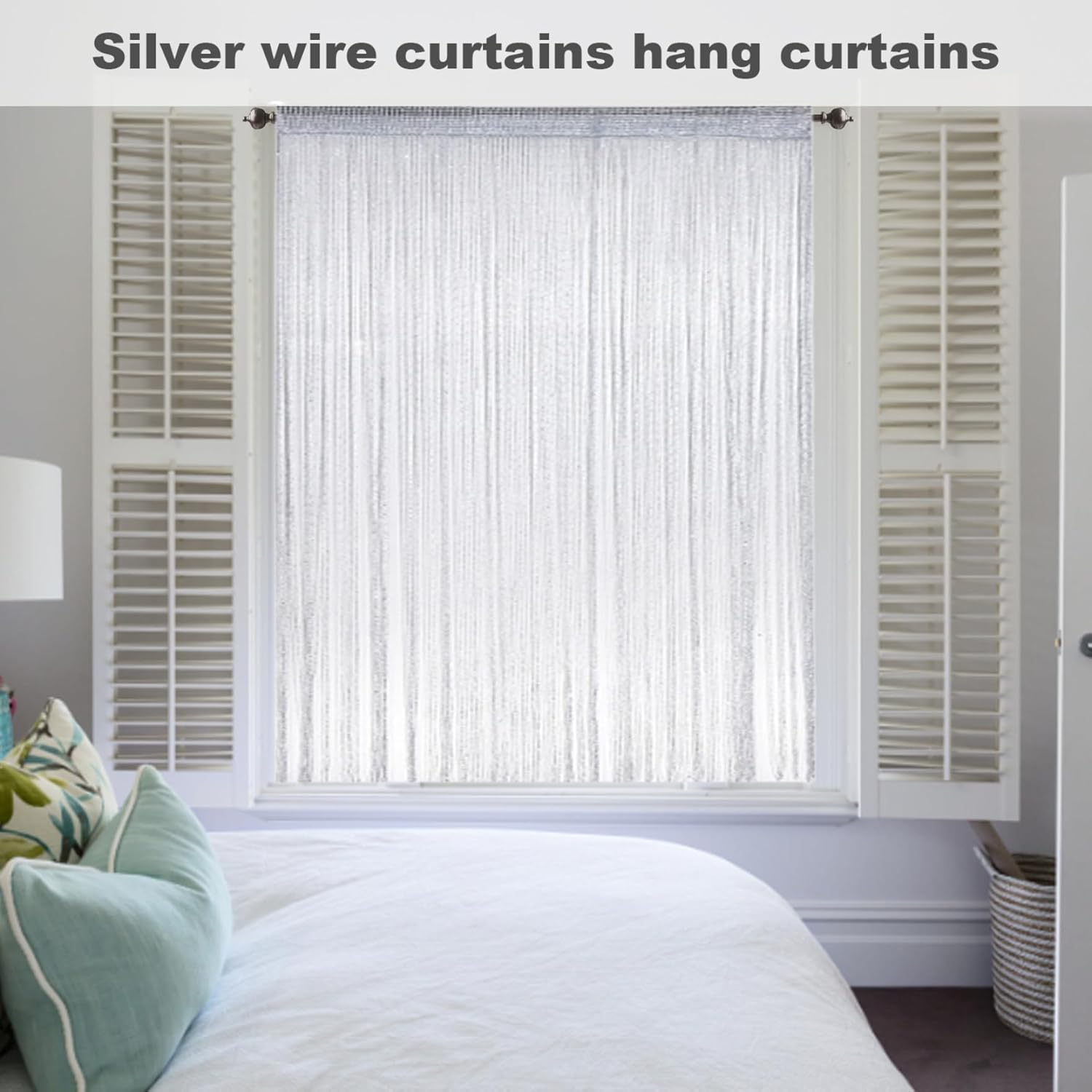Beaded Door Curtain 79x39 Inch Grey Decorative Curtain