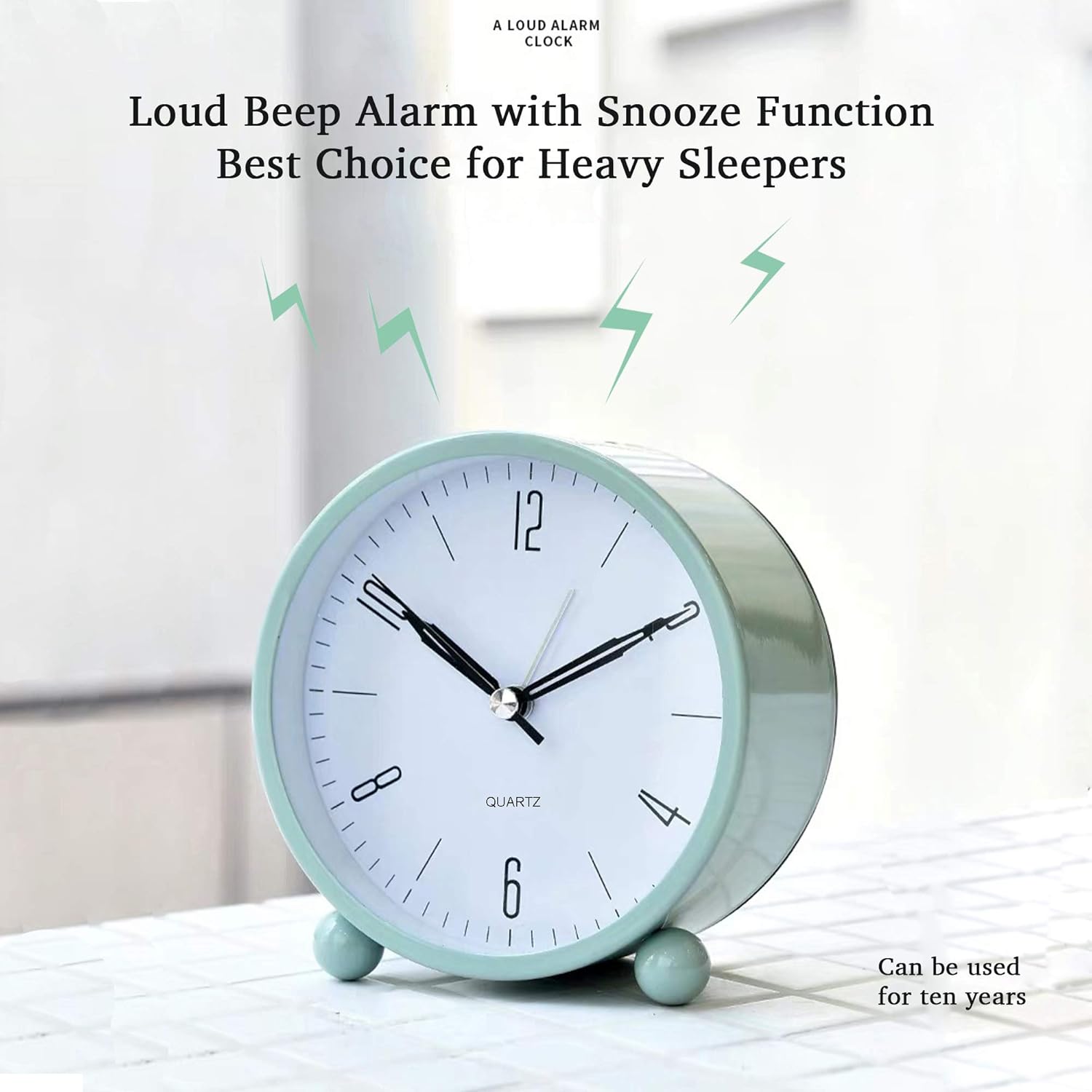 OUTWIT Analog Alarm Clock with Silent Quartz Movement