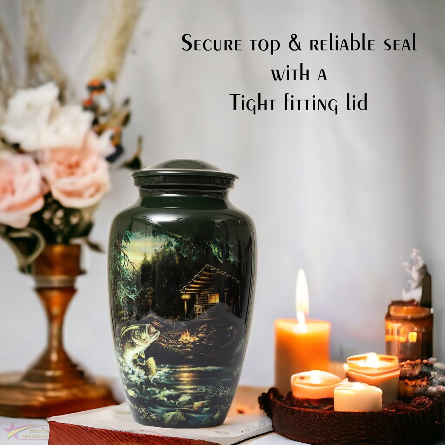 Handcrafted Fishing Urn for Adult Ashes Men Women Memorial