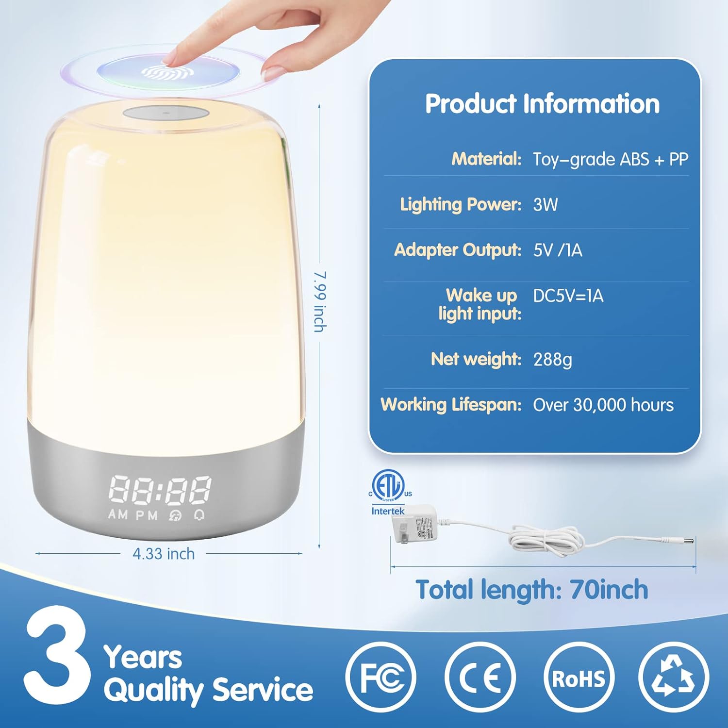 Golspark Sunrise Simulation Alarm Clock with 7 RGB Lights and Natural Sounds
