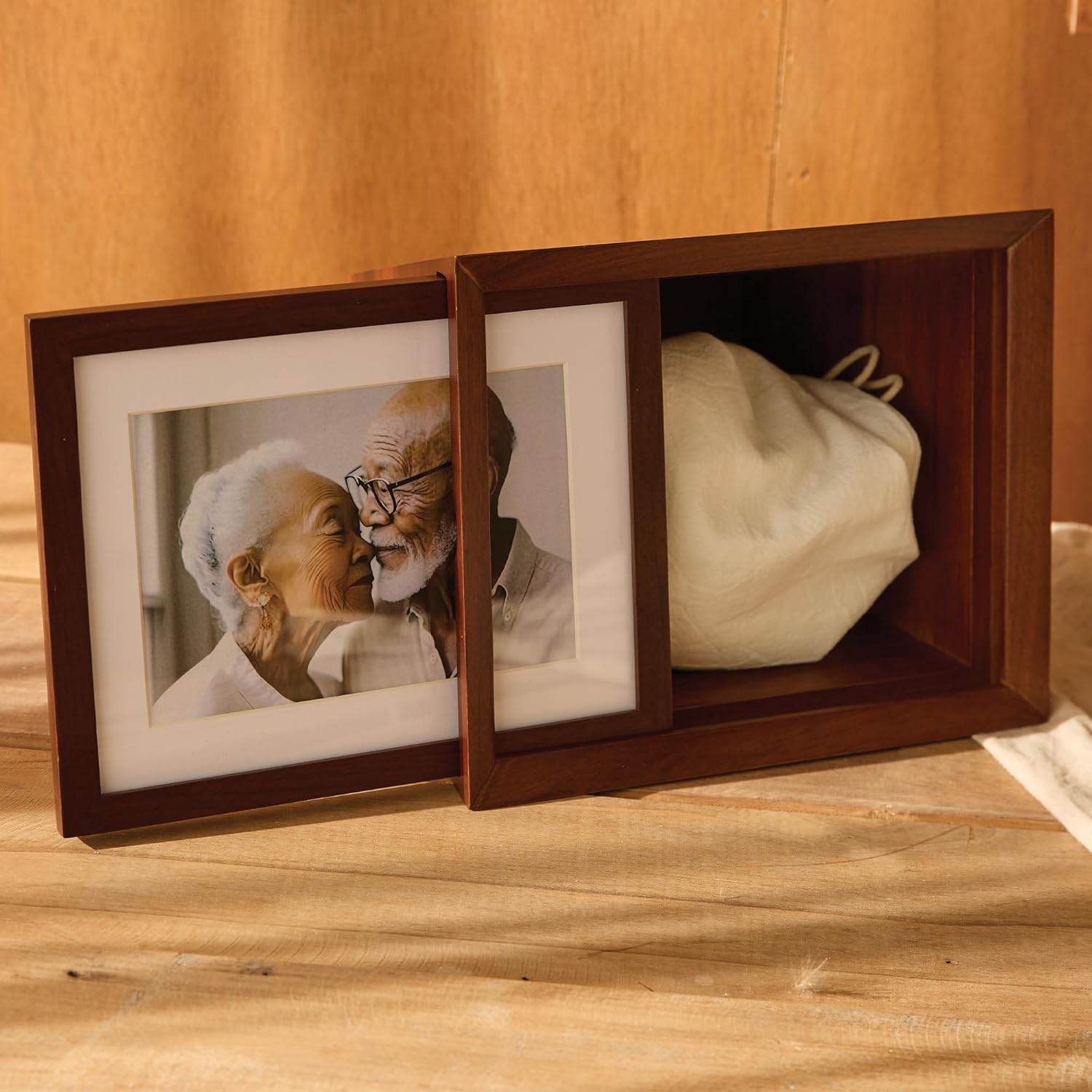 Aspen Studio Photo Urn Walnut Wooden Urn with Picture Frame