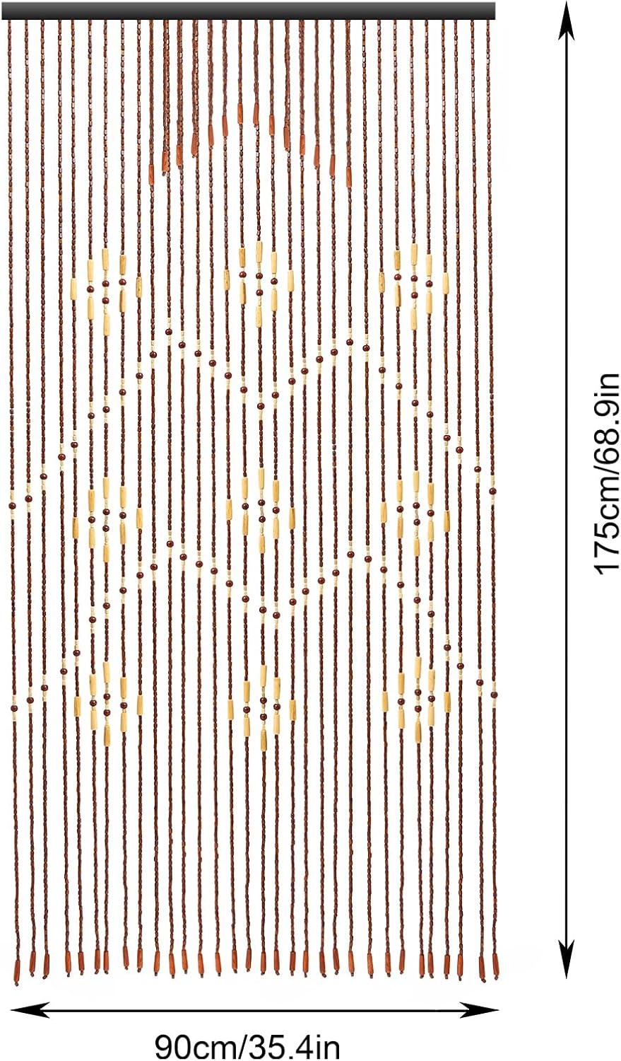 Hopuers Bamboo Beaded Curtain for Doorway 32 Lines