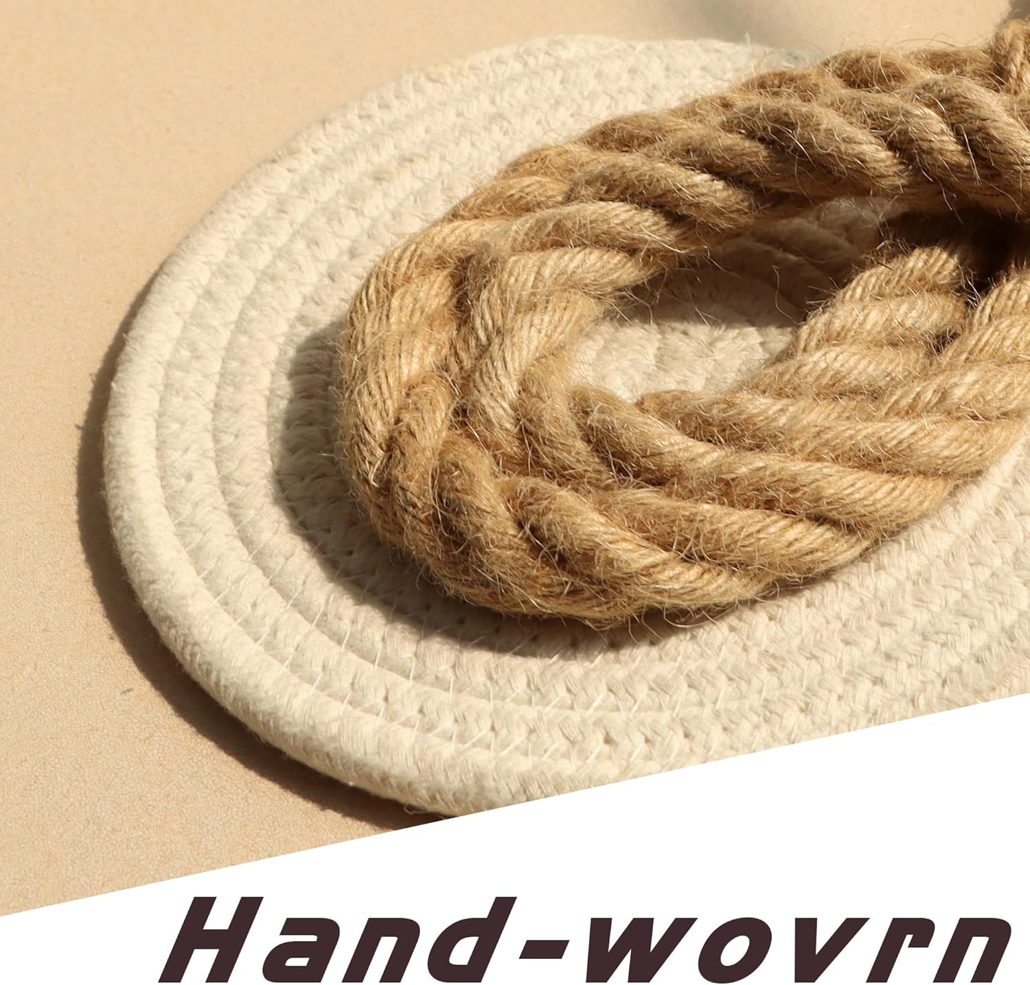 OCIOLI 2 Piece Beige Curtain Tiebacks with Hemp Rope