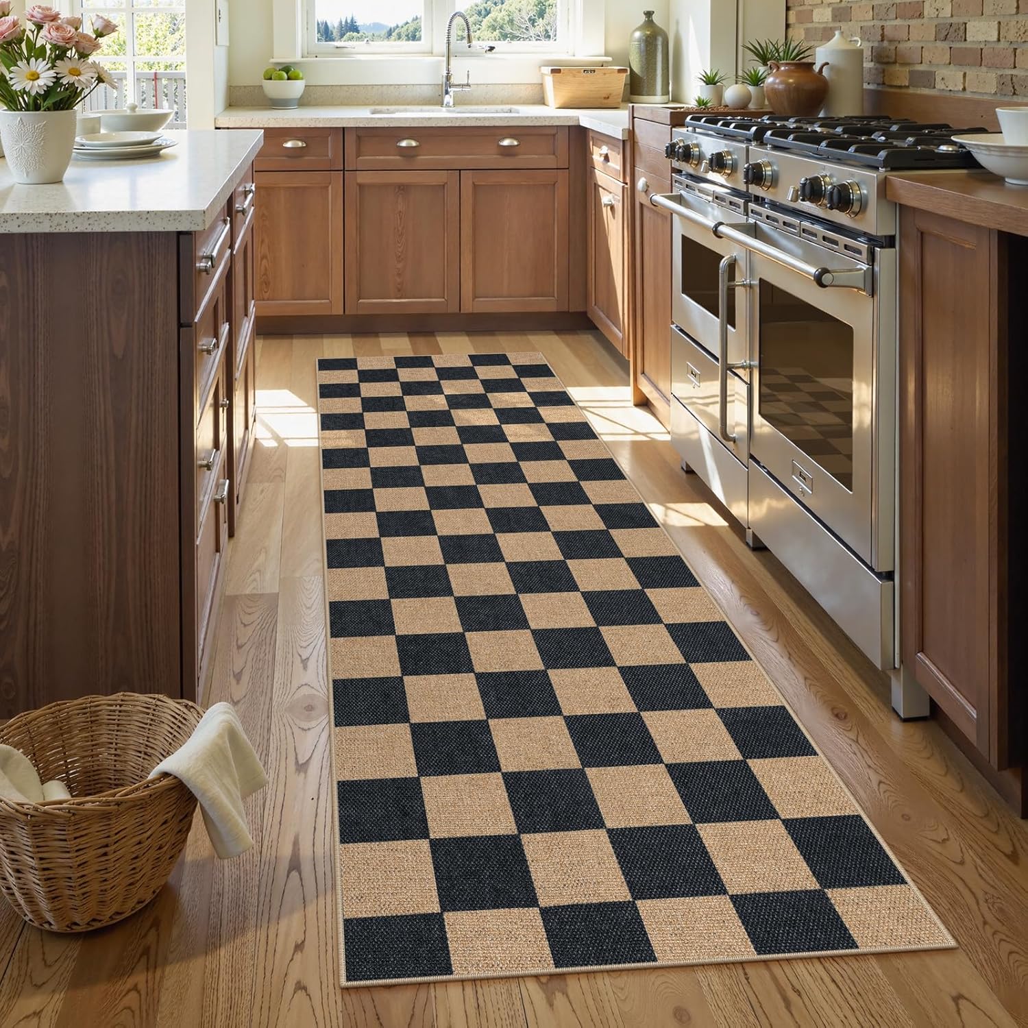Lahome Checkered Jute Inspired Rug 2x8