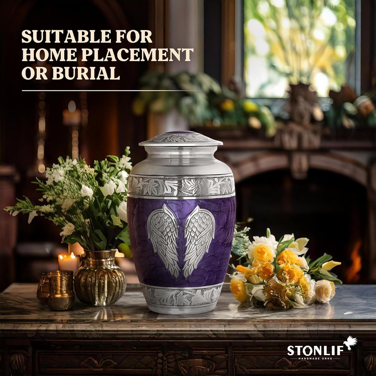 Stonlif Angel Wings Cremation Urn - Purple Large