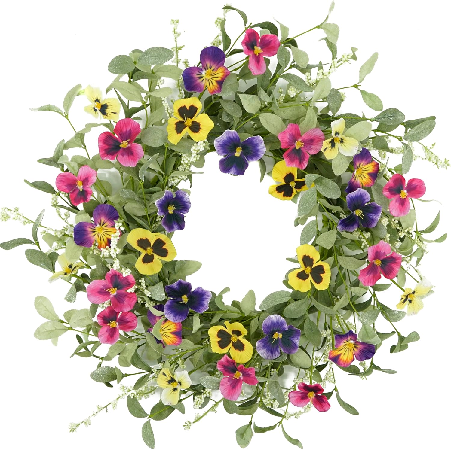 Spring Summer Wreath with Pink Butterfly Flowers
