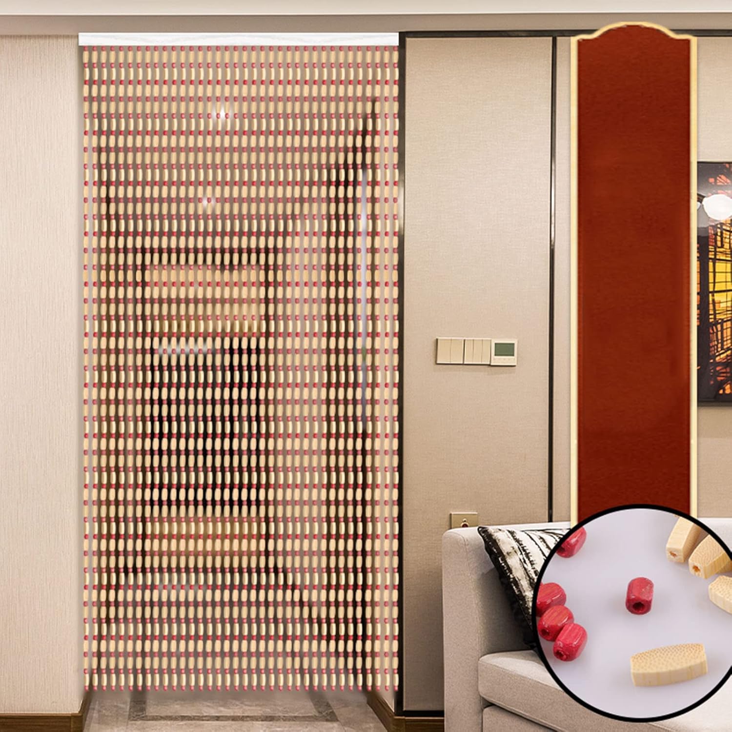 Bamboo Beaded Curtain for Doorway Partition Decor
