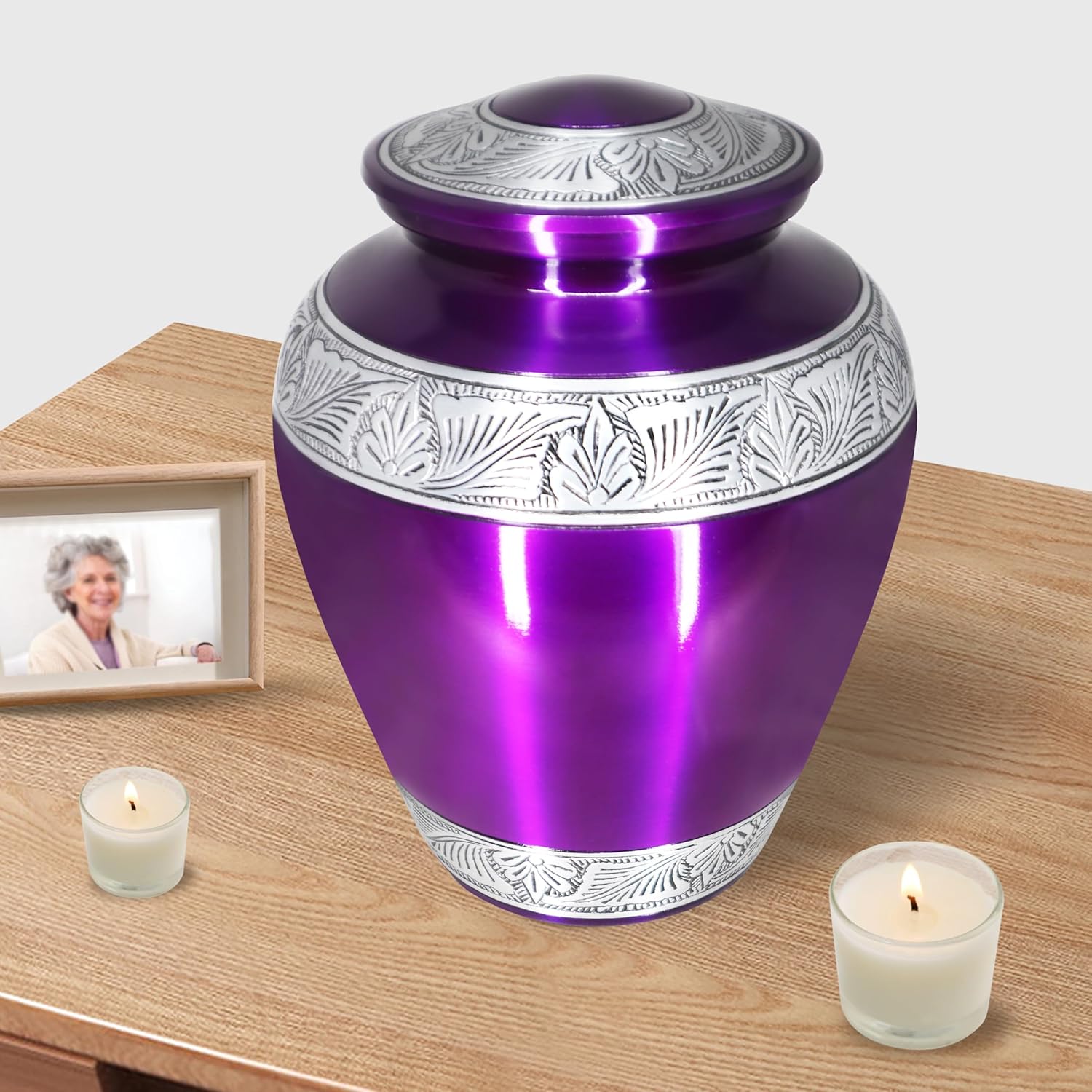 M MEILINXU Purple Large Personalized Urn for Human Ashes