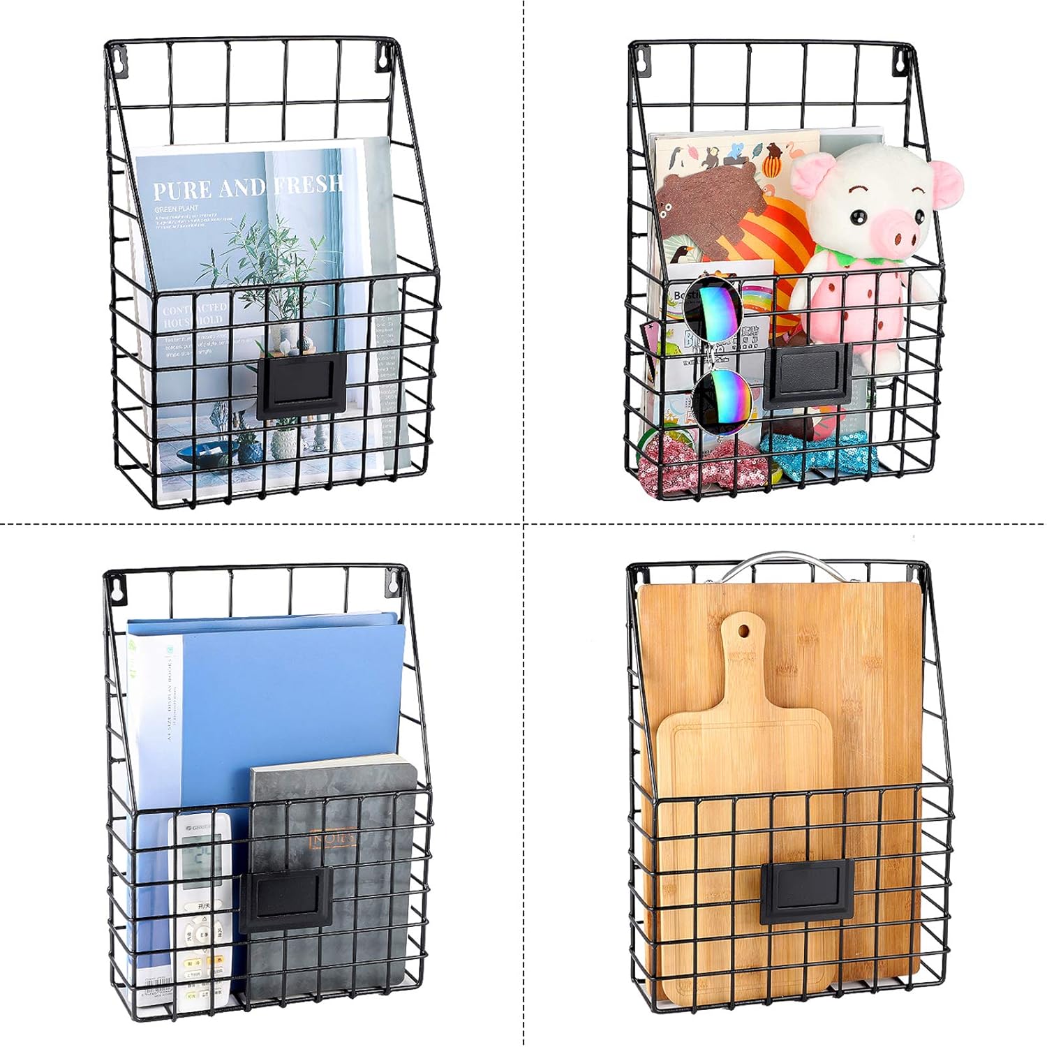 WantuSee Metal Wire Magazine Holder for Wall Mounting Black