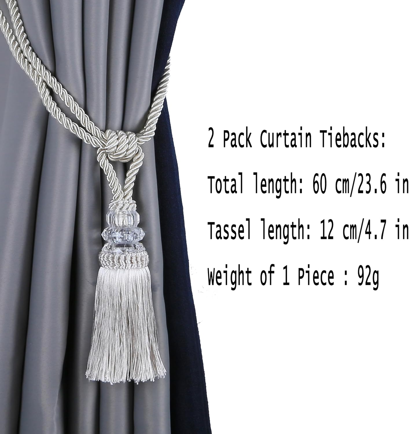BEL AVENIR 4 Pack Crystal Curtain Tiebacks