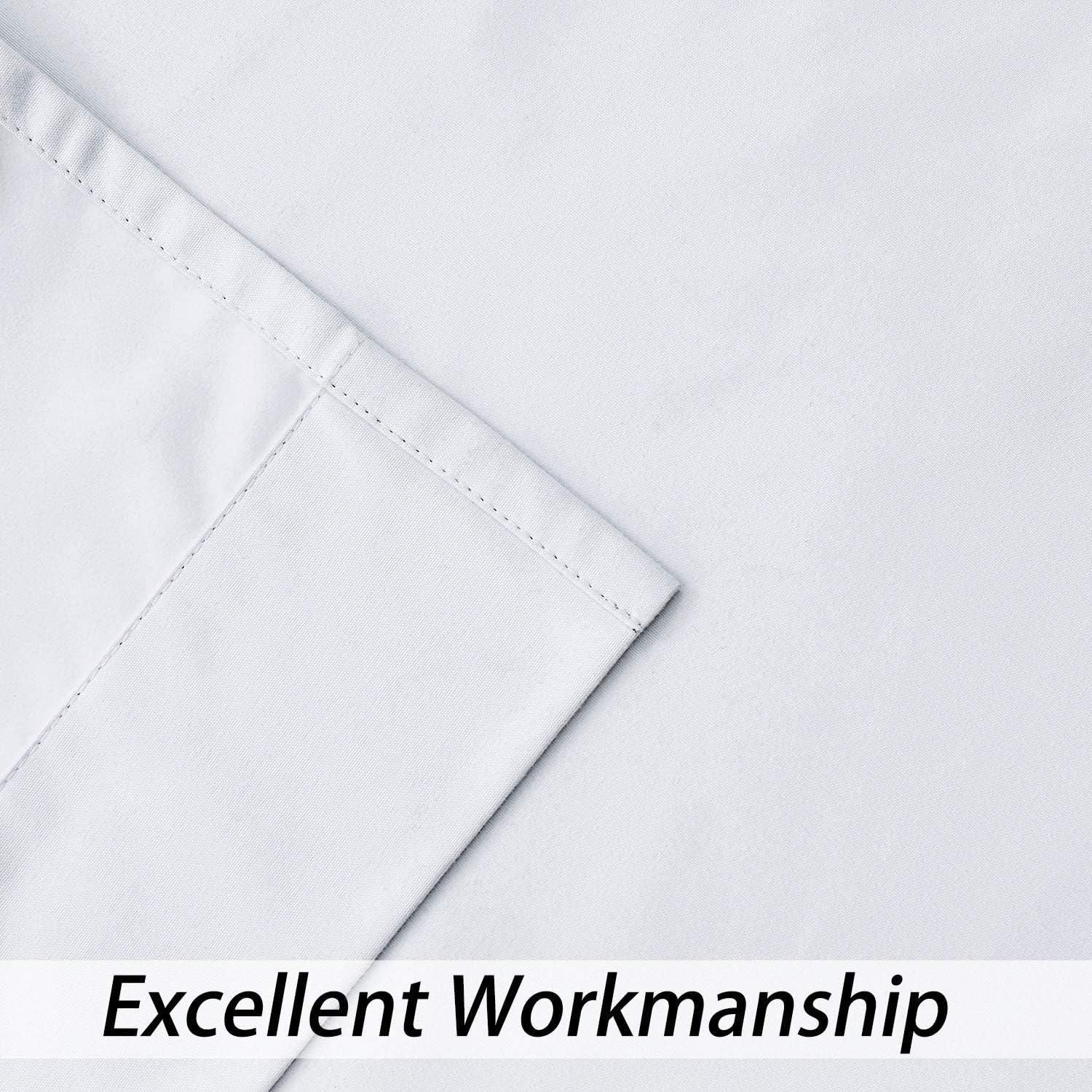 White Full Blackout Curtain Liner Panel Rod Pocket for Bedroom