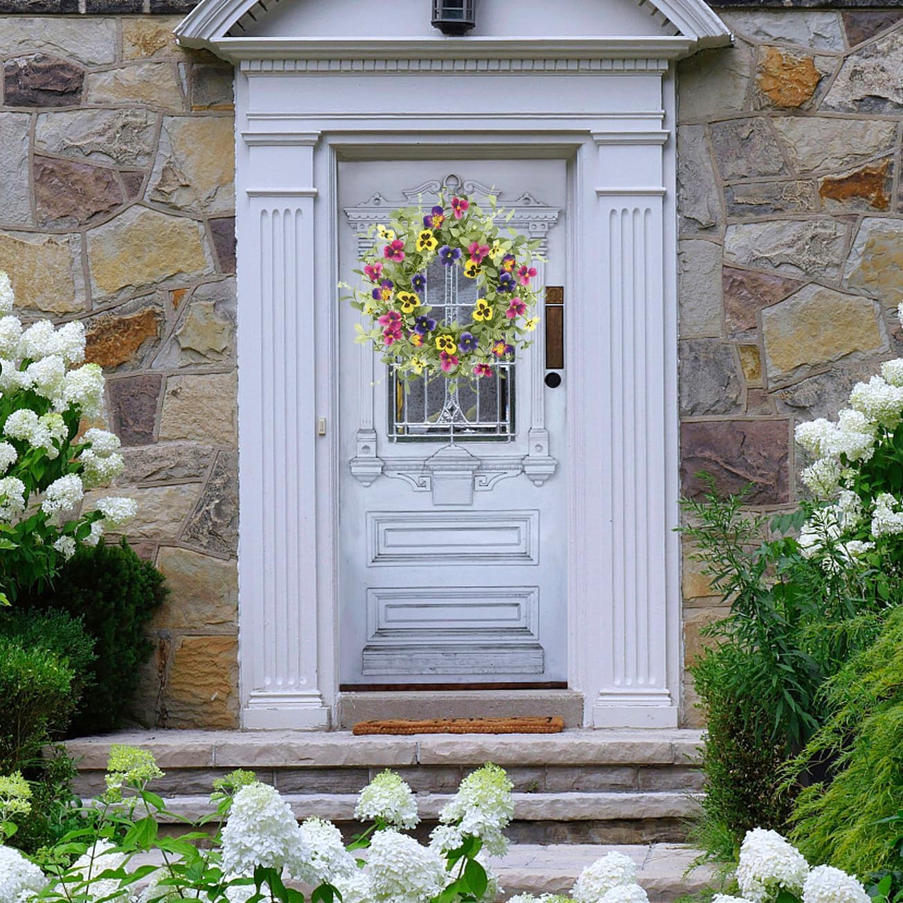 Spring Summer Wreath with Pink Butterfly Flowers