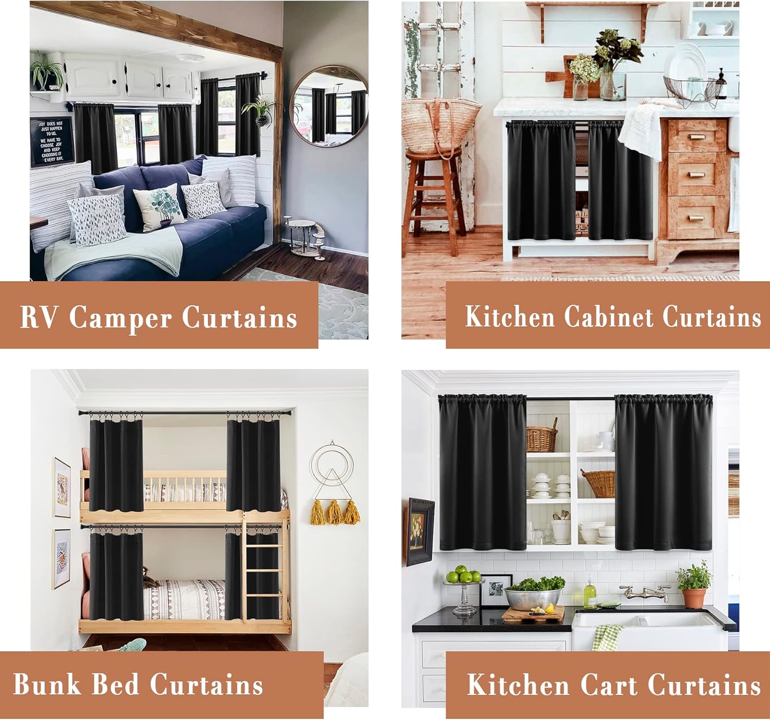 XTMYI 24 Inch Kitchen Window Curtains Waterproof Blackout Panels Set