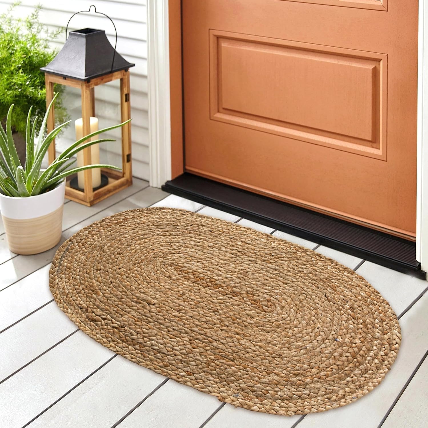 Chardin Home Hand Woven Jute Braided Rug 18x30 Inch Oval
