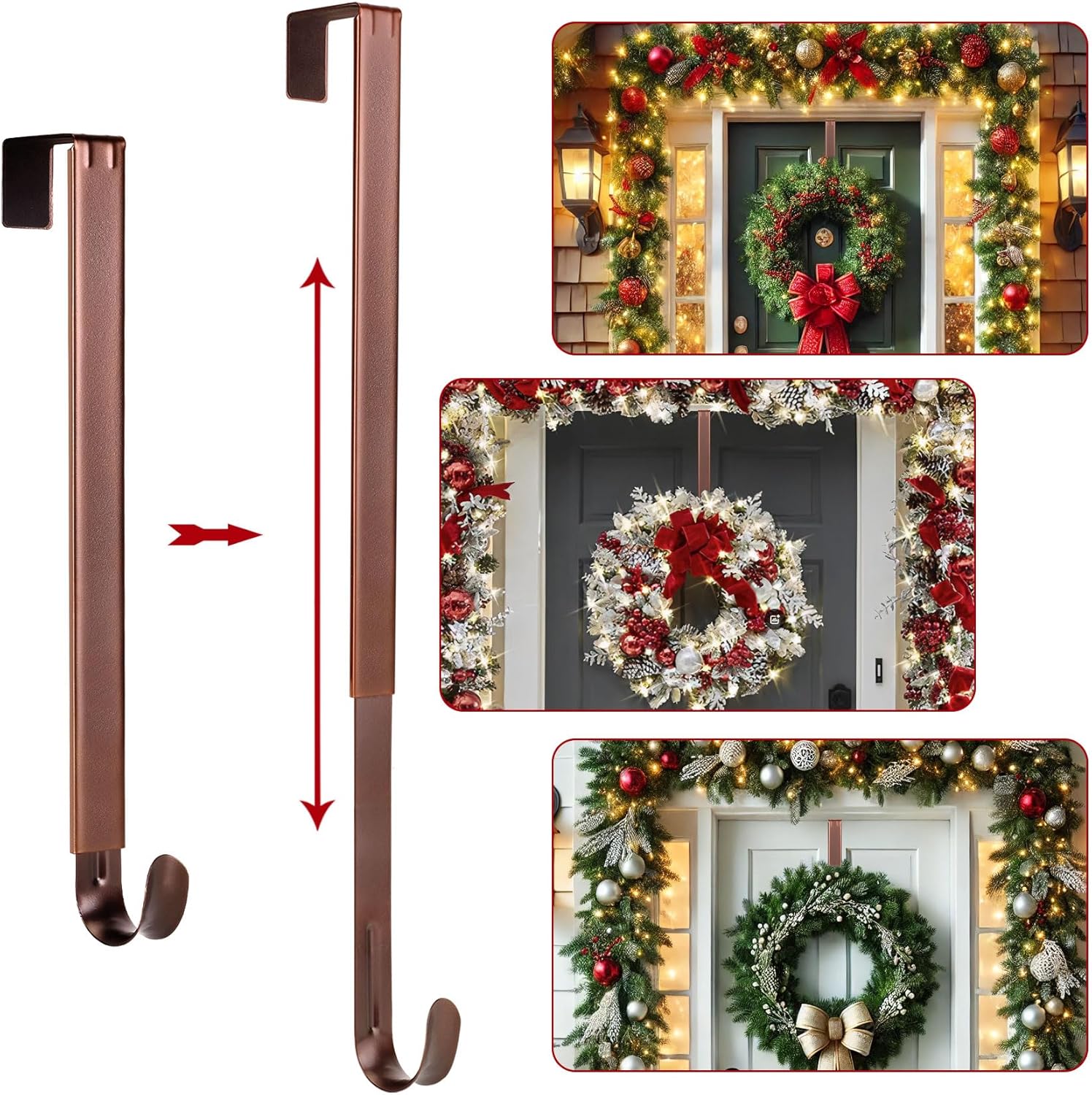 Adjustable Metal Wreath Hanger Door Hook