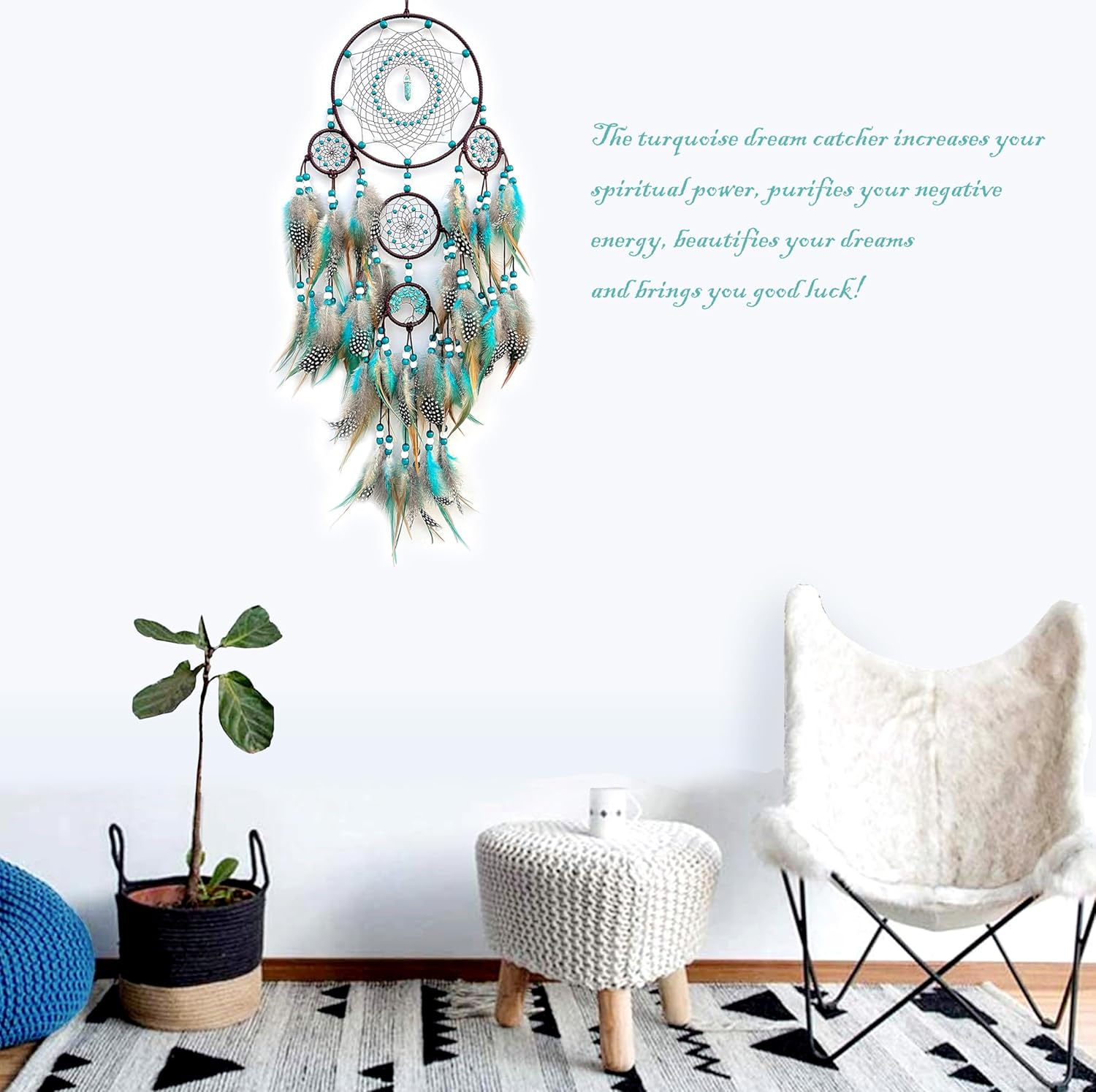 Handmade Woven Turquoise Dream Catcher Wall Hanging Decor