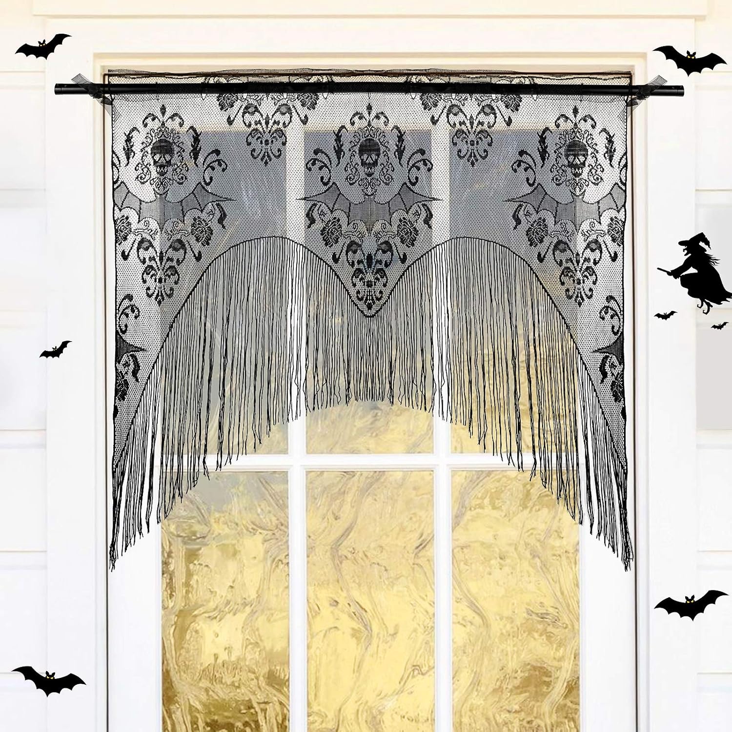 Amosfun Halloween Door Skull Curtain Decor