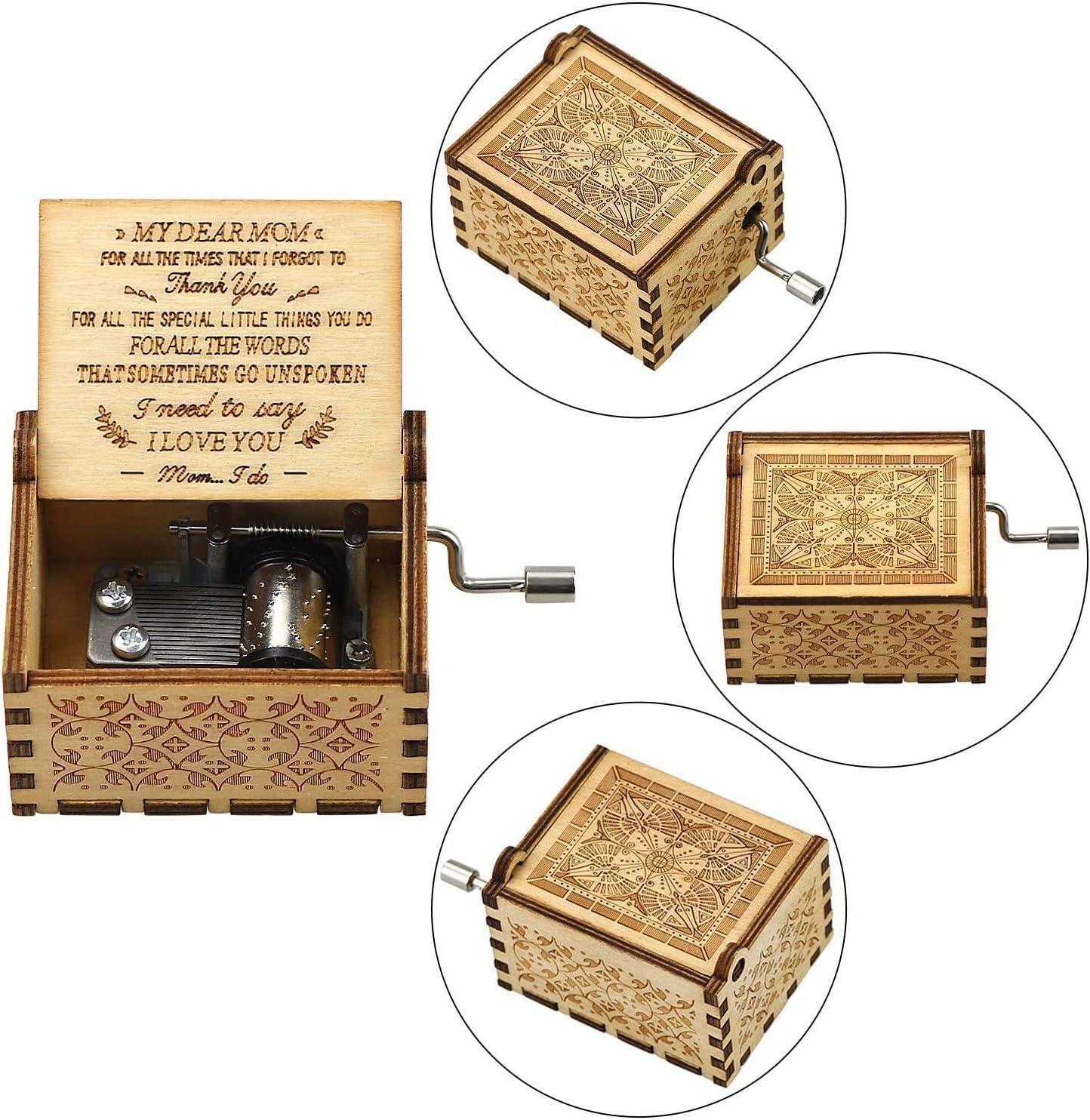 CAMKONG Wooden Music Box for Mom Laser Engraved