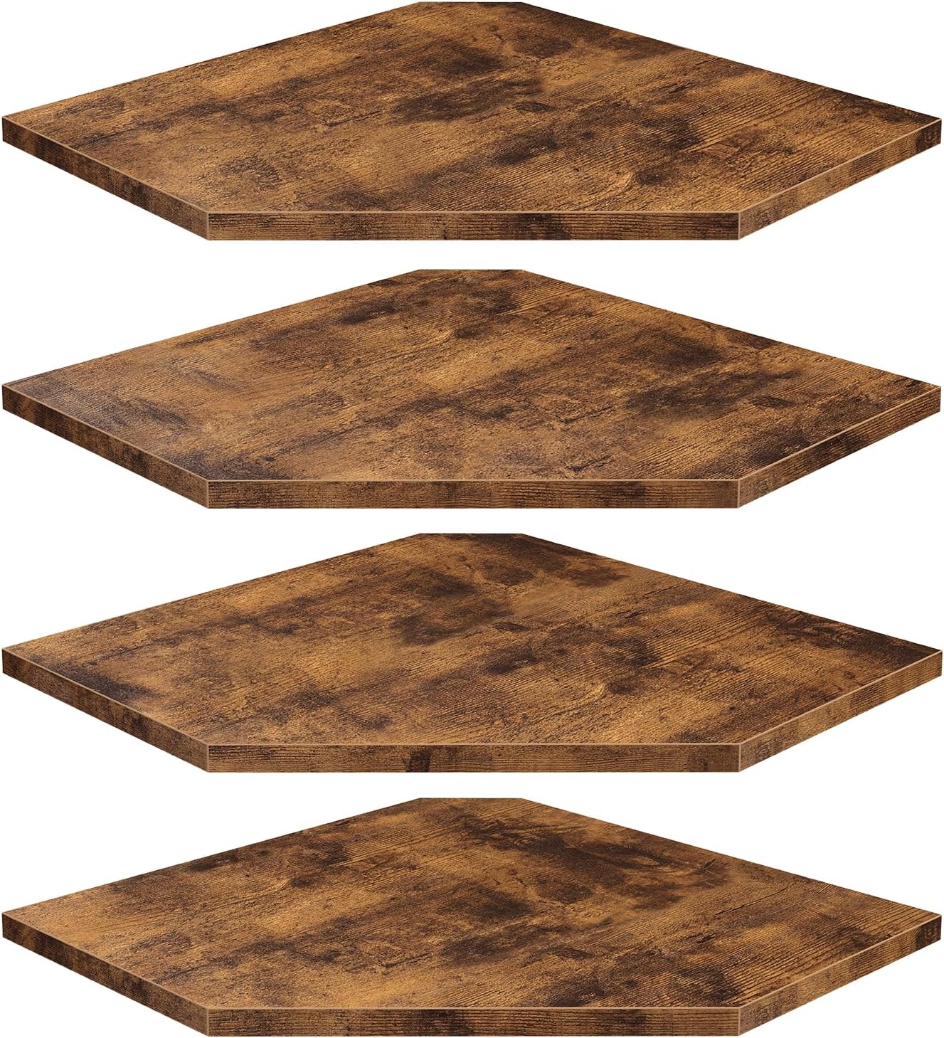 Homode Set of 4 Floating Corner Shelves Rustic Brown