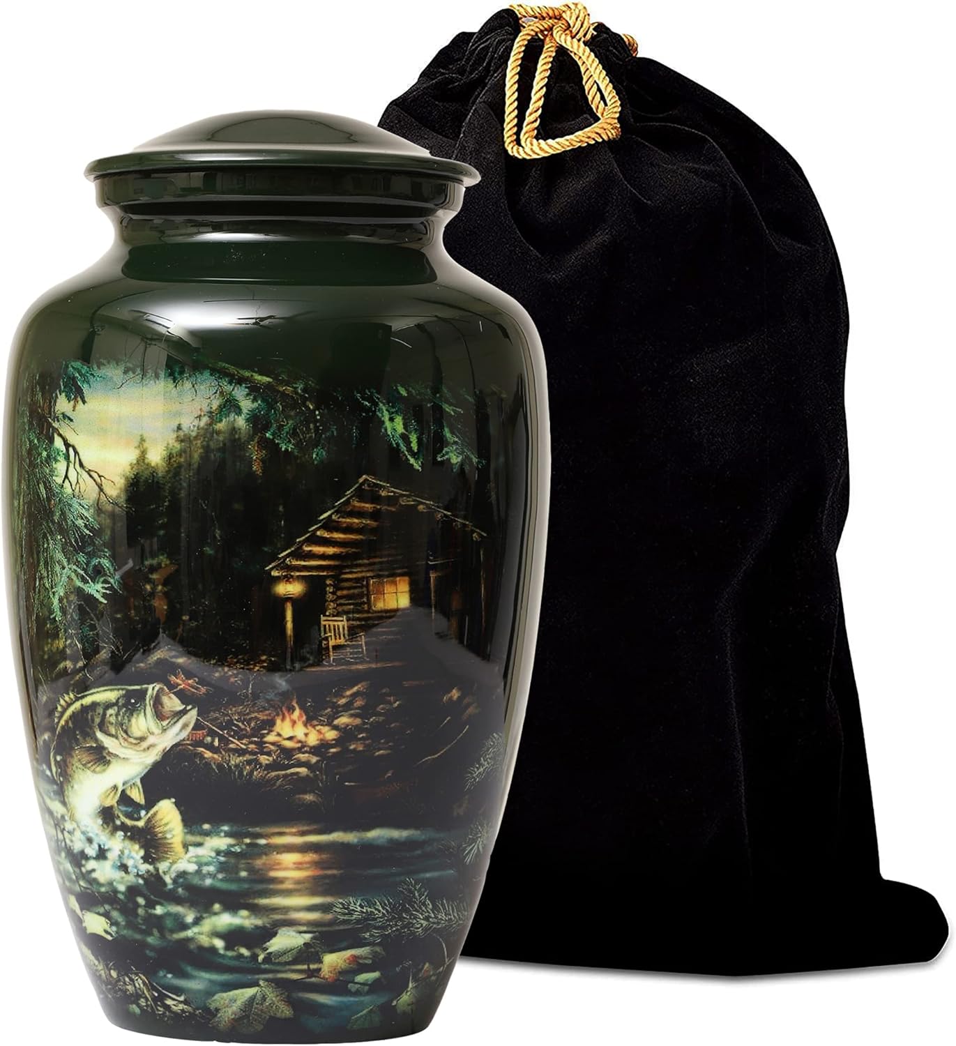 Handcrafted Fishing Urn for Adult Ashes Men Women Memorial