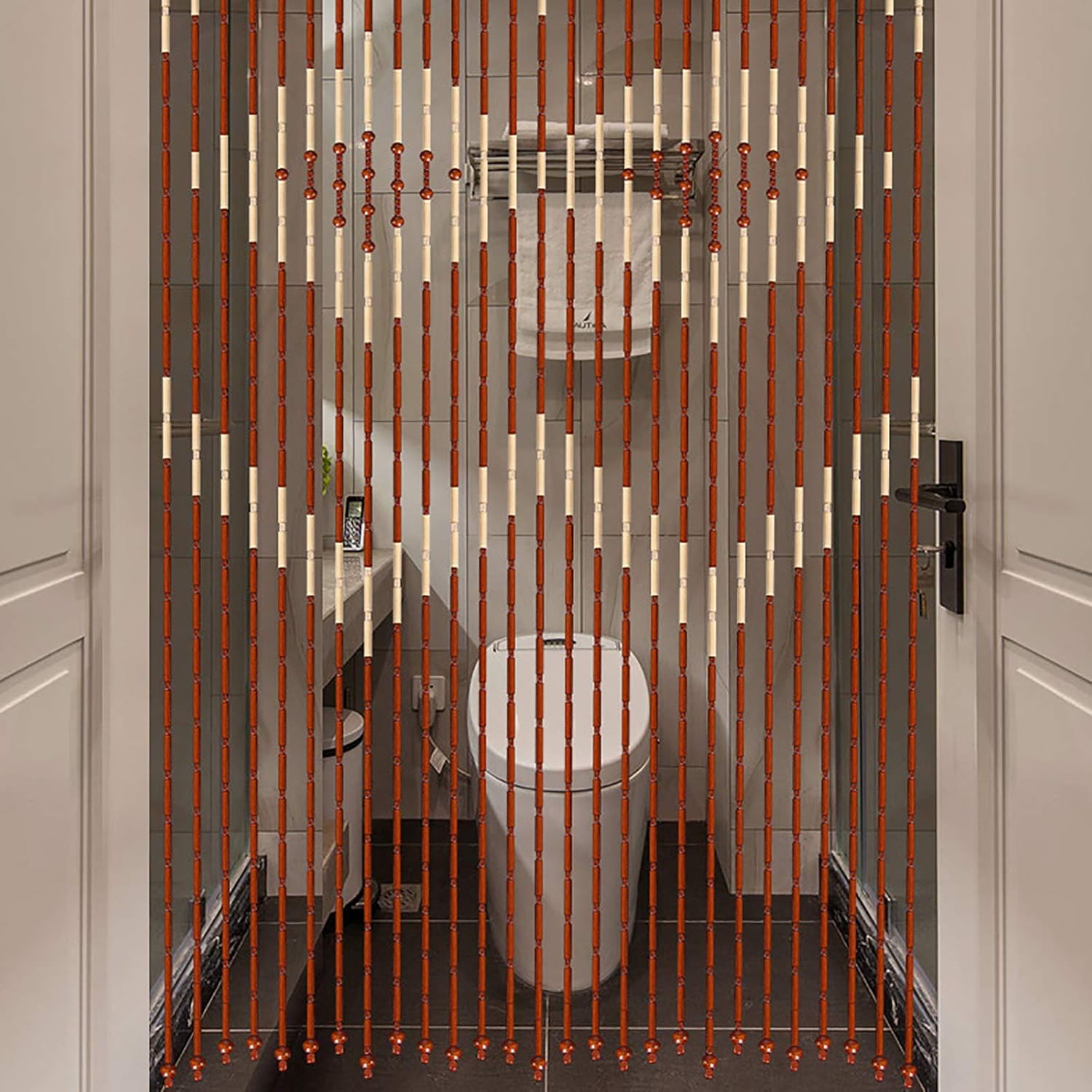 CNCEST Wooden Bead Curtain Panel 27 Lines